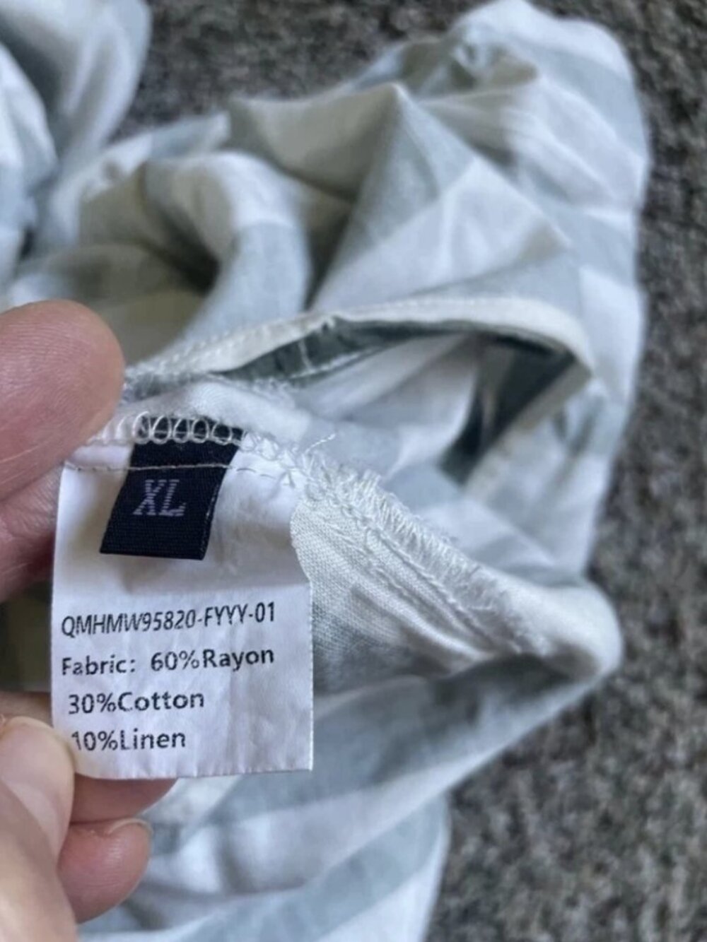 Dress with side slits sage white woman size XL linen cotton rayon